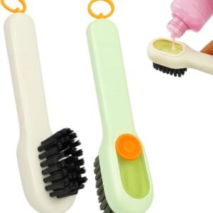 Kit 2 Escovas de Limpeza Multiuso com Dispenser de Sabão – Práticas para Cozinha, Banheiro, Piso, Azulejos, Sapatos – Mais Eficiência, Menos Desperdício