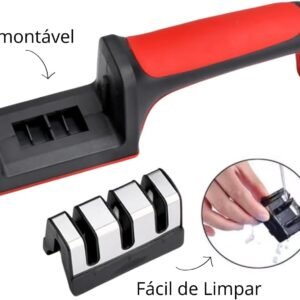Afiador e Amolador Manual de Facas e Tesouras Profissional em 3 Estágios Precisão, Segurança e Durabilidade para Lâminas Afiadas na Sua Cozinha