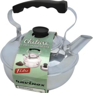 Chaleira Bule Inox 1 Litro com Filtro Infusor Cha Econômica