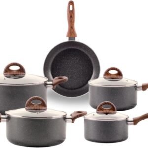 Brinox – Jogo de Panelas Antiaderente Ceramic Life 5 Peças com Fundo de Indução Smart Plus – Granito