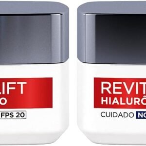 Kit Creme Facial Anti-idade L’Oréal Paris Revitalift Hialurônico Noturno + Diurno FPS 20, 49g