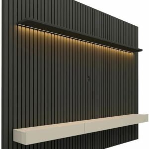 Painel Ripado TV até 85 Polegadas com LED 230cm Nobre Gelius Móveis Grafite/Off White