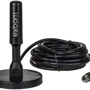 Antena Digital Amplificada HDTV/UHF/VHF Interna e Externa 5m Base Imã prova d’água 4dBI – Exbom