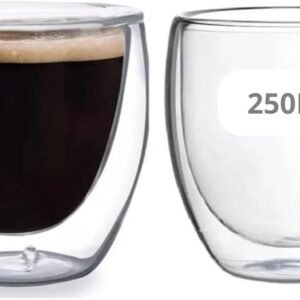 Copo de Vidro Duplo para Café 250ml Conjunto com 2 Peças Isolamento Térmico e Design Moderno Premium