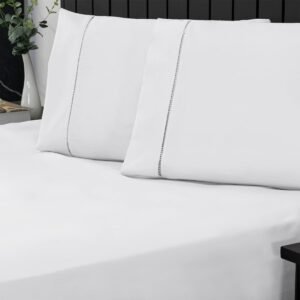 Jogo de Cama Casal Percal 400 Fios Ponto Palito 03 Peças, Antiácaro, Anti-pilling com Toque Macio – Branco