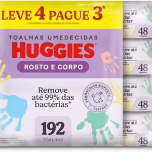 Lenços Umedecidos Huggies One & Done Leve 4 Pague 3 – 192 unidades, Huggies, Verde, pacote de 4