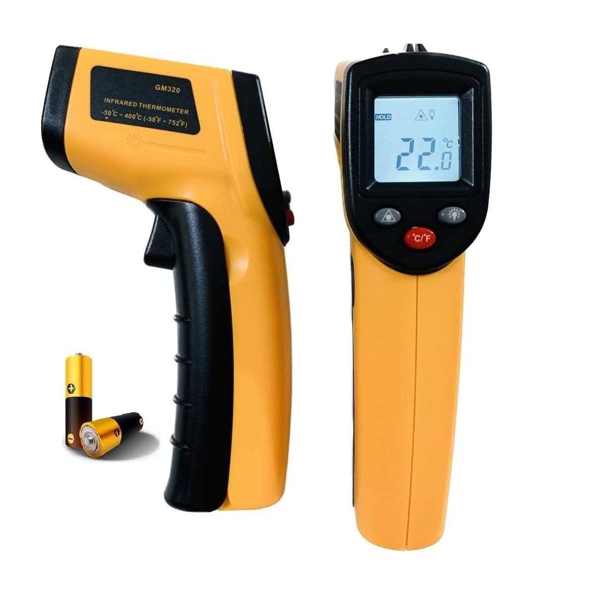 Termômetro Infravermelho Digital Industrial, LCD, -50°C a 380°C, Medição Sem Contato para Forno e Freezer