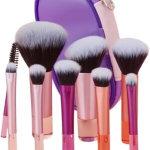 Kit 10 Pincéis de Maquiagem com Estojo Cerdas Sintéticas Macias, Portátil e Completo para Base, Pó, Blush, Corretivo e Sombras – Travel Size Ideal para Presente, Uso Diário e Adolescentes