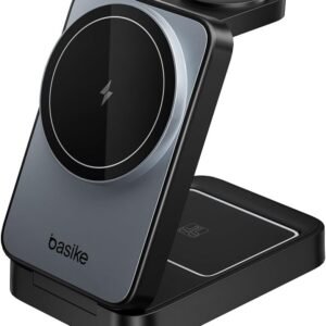Basike Carregador Sem Fio 3 em 1 Magnético 2025, Estação de Carregamento Portátil com Luz Noturna, Dobrável e Compatível com MagSafe, iPhone 16/15/14/13/12, Apple Watch e AirPod (Preto) Basike Carregador Sem Fio 3 em 1 Magnético 2025, Estação de Carregamento Portátil com Luz Noturna, Dobrável e Compatível com MagSafe, iPhone 16/15/14/13/12, Apple Watch e AirPod (Preto)