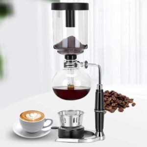 Cafeteira a Vácuo com Pote de Sifão, Cafeteiras, Cafeteira Sifão, Cafeteira de Sifão de Vidro Borasilicato,Preparação de Café Artesanal para Casa, Escritório e Camping (1-5 Xícaras)