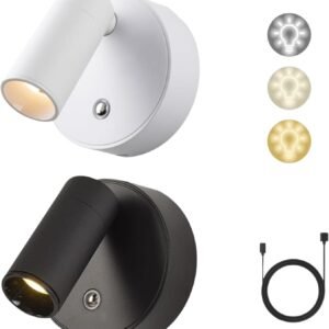 Luminária LED Recarregável USB‑C Sem Fio Sensor Toque 3 Níveis Luz Rotação 360° Ímã Forte Parede Quarto Leitura (Preto)