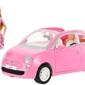 Barbie Veículo para Boneca Fiat Rosa com Boneca para crianças a partir de 3 anos