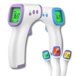 Termômetro Infravermelho Digital para Testa Corpo Líquidos e Alimentos com Visor LCD e Alarme de Febre 3 em 1 Sem Contato Alta Precisão Premium
