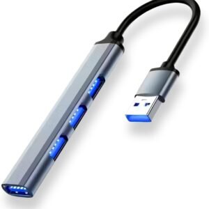 Hub USB 3.0 (4 Portas) Expansor até 5Gbps | Acabamento Alumínio | Ideal p/HD Externo, Pen Drive, Teclado, Mouse, PC, Notebook