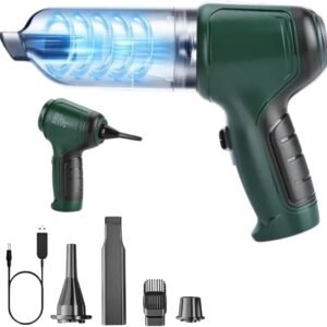 Aspirador de Pó Sem Fio Portátil 4 em 1 Multifuncional Recarregável via USB Remove Poeira Pelos Lacra Sacos Soprador de Sucção 19000Pa Motor 120W Infla Colchões Bateria Durável Limpeza de Carro