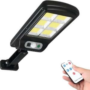 Luminária Solar Refletor Poste com Controle Remoto Super Potente Led Sensor de Presença 3 Modos de Iluminação – IP65 Ultra Potente Prova D’agua 8 Janelas