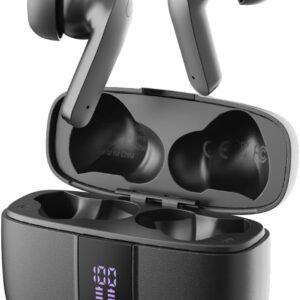 Fone de Ouvido Bluetooth 5.4, 40H de Reprodução, Intra-Auricular Esportivo com Microfone, Display LED, Cancelamento de Ruído, IPX5, True Wireless Estéreo para Android e IOS (Preto)