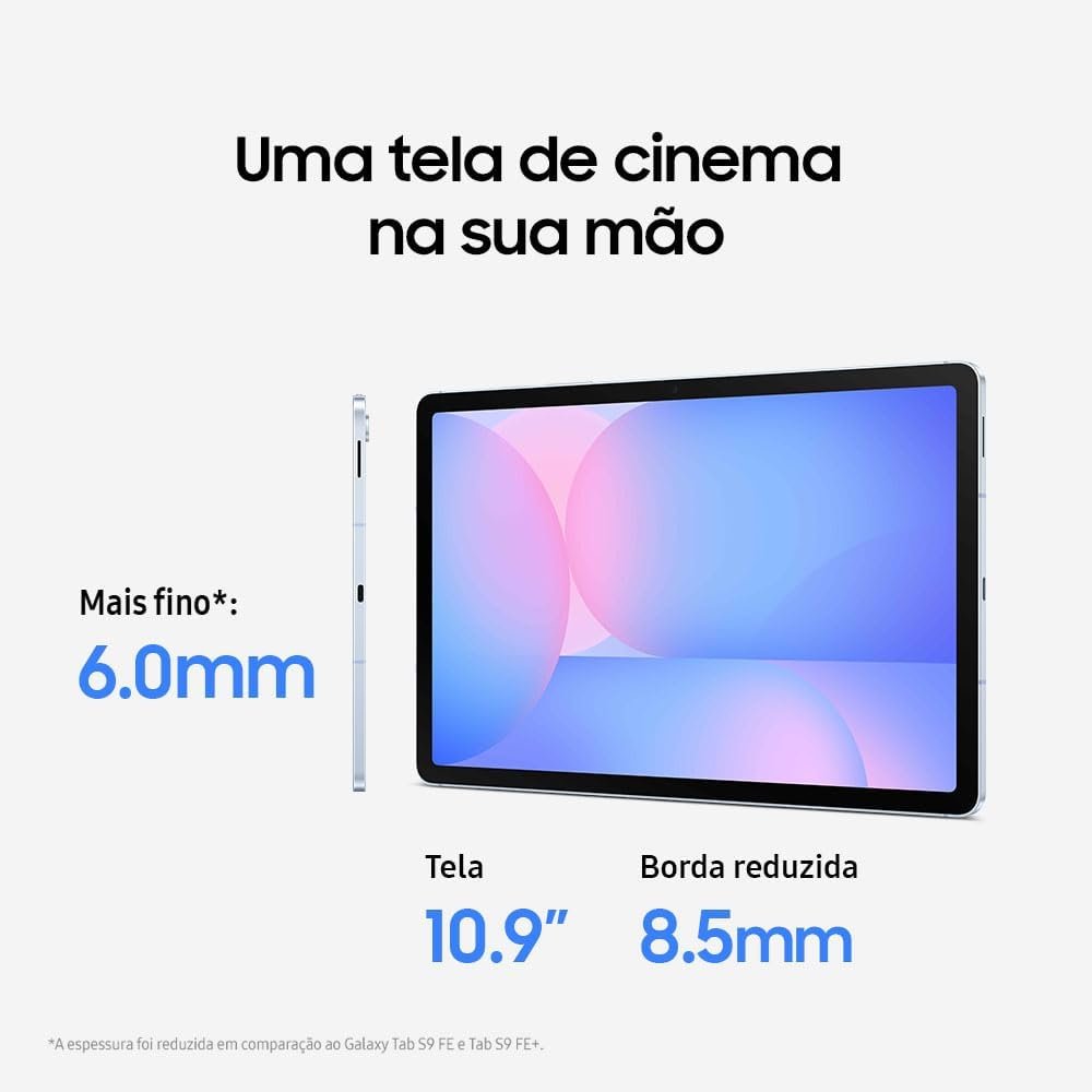 Tablet Samsung Galaxy Tab S10 FE, Azul, 10.9", Wifi, 128GB, 8GB RAM, Camera Traseira de 13MP, Câmera Frontal de 12MP Ultra Wide, Wifi 6, IP68, Android 15 - Imagem 3