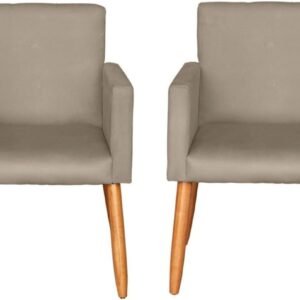 Kit 2 Poltronas Cadeira Decorativa para Sala de estar Cadeiras para Recepção Manicure Escritório Sala De Espera (CAPPUCCINO)