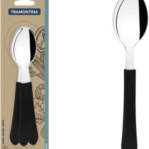 Conjunto De Colheres De Mesa Tramontina Leme Com Lâminas Em Aço Inox E Cabos De Polipropileno Preto 3 Peças