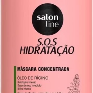 Salon Line, Máscara Capilar, SOS Hidratação, Óleo de Rícino, Vegana – Cabelos Todos os Tipos de Cabelos, 1 Kg