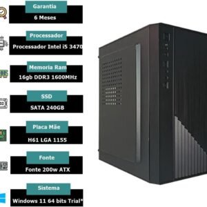 COMPUTADOR HOME PC INTEL CORE I5+16GB+SSD 240GB+GABINETE ATX DESCKTOP
