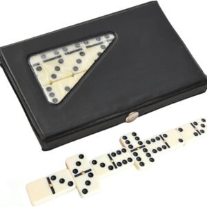 Domino Jogo com 28 Peças de Osso e Estojo Portátil Profissional 9mm Passatempo Crianças e Adultos Presente