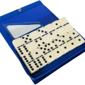 Jogo de Dominó Profissional de Osso com 28 Peças – Luxo, Tradicional e Resistente, Acompanha Estojo (Azul)