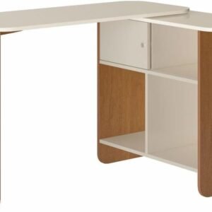 Escrivaninha em L, reta ou fechada Tampo com rotação 4 nichos NOMAD Cor Cinamomo/Off White – Artely Escrivaninha em L, reta ou fechada Tampo com rotação 4 nichos NOMAD Cor Cinamomo/Off White – Artely