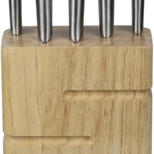 LUMAI Kit Porta Facas de Madeira com 5 Facas Inox com Faca do Chef, Santoku, Pão, Utilitária e Descascar, Cepo para Organização de Facas na Bancada da Cozinha LUMAI Kit Porta Facas de Madeira com 5 Facas Inox com Faca do Chef, Santoku, Pão, Utilitária e Descascar, Cepo para Organização de Facas na Bancada da Cozinha