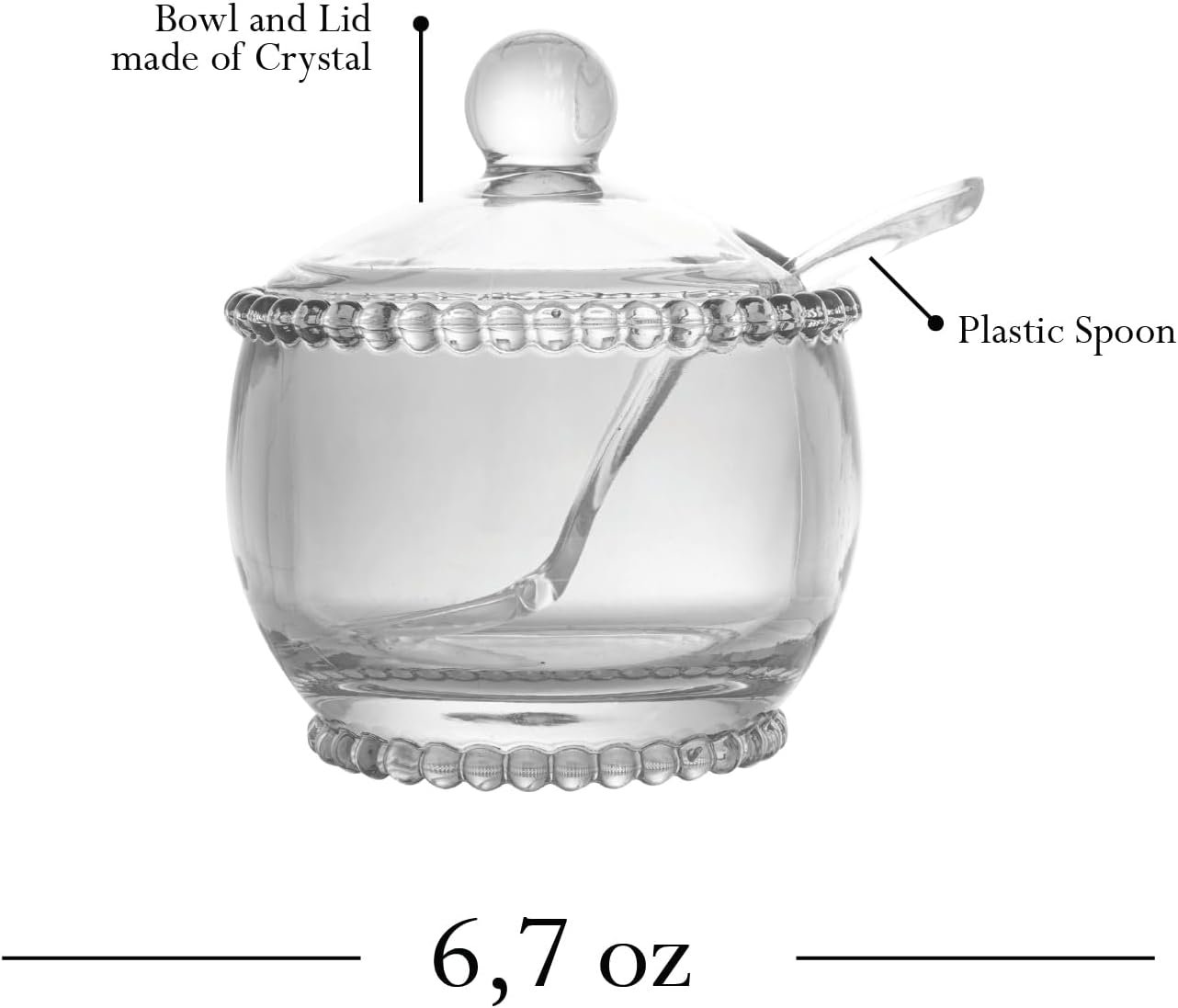 WOLFF - Açucareiro de Cristal com Colher 10cm x 10cm x 11cm - Linha Pearl - Imagem 4