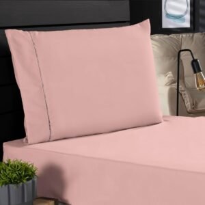 Jogo de Cama Classic Solteiro Percal 400 Fios Ponto Palito 02 Peças, Antiácaro, Anti-pilling com Toque Macio – Rosê