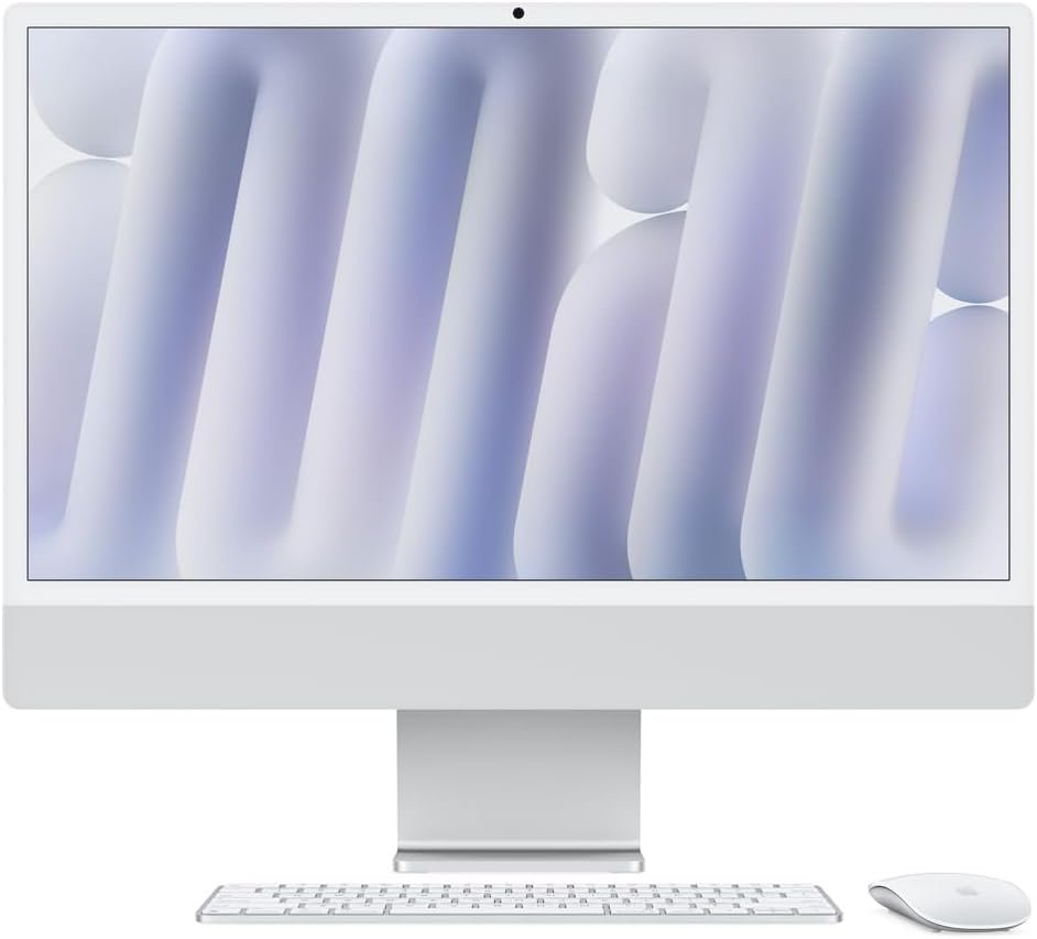 Apple 2024 iMac (de 24 polegadas, Chip M4 da Apple com CPU de 8 núcleos e GPU de 8 núcleos, 16GB Memória unificada, de 256 GB) - Prateado