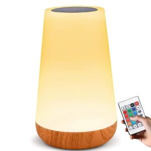 Luminária de Mesa LED Com Controle Remoto Portátil Abajur Touch Sem Fio USB 13 Cores de Luz e Ajuste de Intensidade e 3 modos de Iluminação Quarto Sala Leitura
