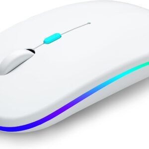 Mouse Sem Fio Recarregável com LED RGB Design Ergonômico Conexão USB Bluetooth Compatível com PC Notebook e Home Office (Branco) Mouse Sem Fio Recarregável com LED RGB Design Ergonômico Conexão USB Bluetooth Compatível com PC Notebook e Home Office (Branco)
