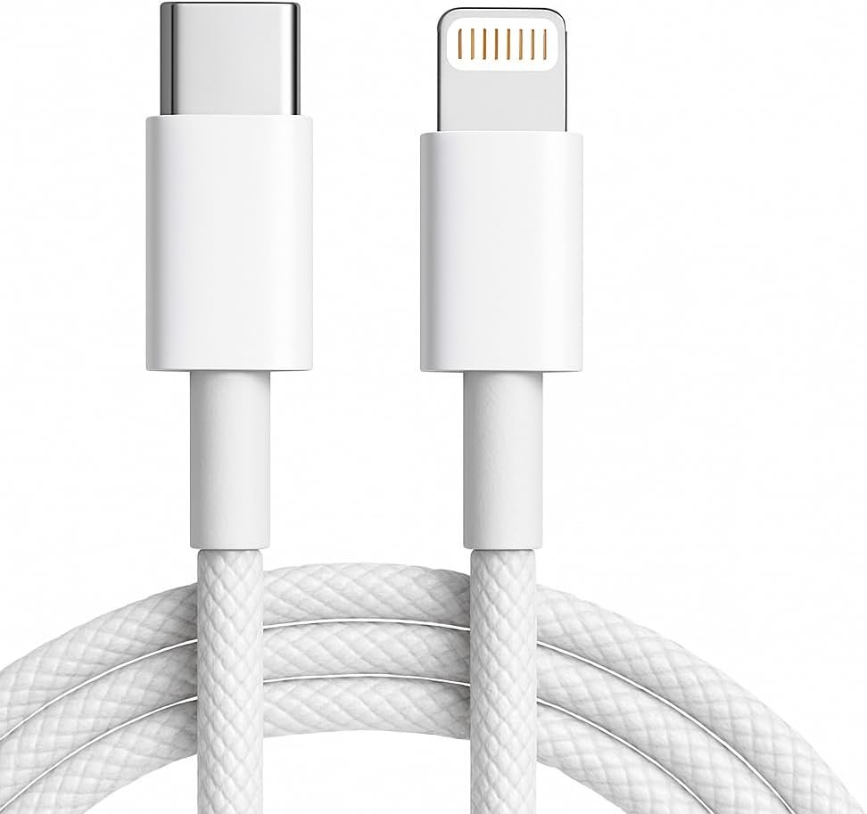 Cabo Carregador Turbo 2 Metros Trançado De Nylon Branco Compatível com iPhone 14/13/12/11/XR/XS/8/7/SE/Certificado Premium
