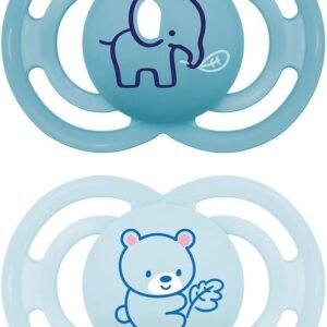 MAM Baby Kit 2 Chupetas Perfect Com Bico Extrafino de Silicone SkinSoft para Crianças 16+ Meses Com Caixa Esterilizadora, Azul