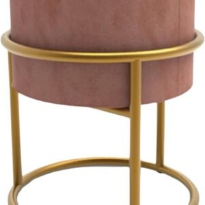 Puffe Luxo Redondo Decorativo Moderno Resistente Quarto Escritório (Rosa)