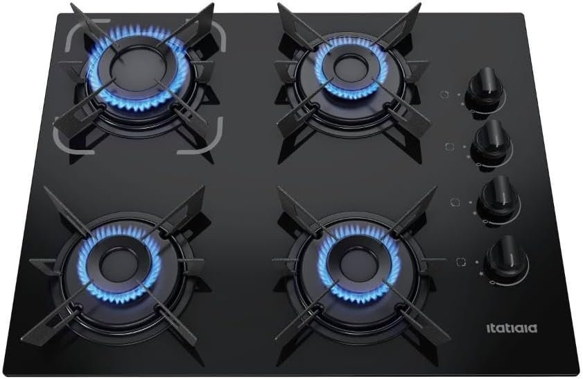 Cooktop 4 Bocas a Gás Itatiaia Electra Glass Mesa de Vidro Acendimento Superautomático Preto Bivolt - Imagem 7