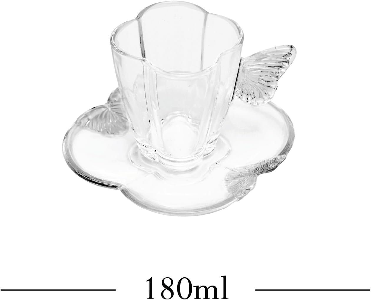 WOLFF - Conjunto 4 Xícaras de Chá de Vidro com Pires Butterfly 180ml - Imagem 4