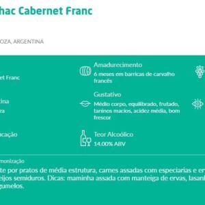 Vinho Tinto Argentino Chac Chac Cabernet Franc 750 ml Vinho Tinto Argentino Chac Chac Cabernet Franc 750 ml