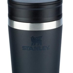 Stanley – Copo de Café Térmico, Caneca de Viagem Café Go com Tampa de Duas Partes Para Beber e Alça de Transporte, Garrafa Térmica de Aço Inoxidável, 236 ml, Black