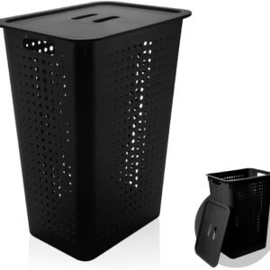 Ou Cesto de Roupas com Tampa 47L Preto