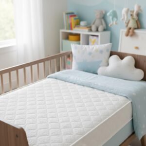 Colchão para Berço Infantil Impermeável, D20, Antialérgico, Espuma, 10x70x130 cm, Branco