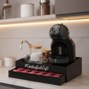 Melhor porta-cápsulas bandeja cantinho do café organizador suporte cafeteira chá servir cor Preto Dolce Gust0 – Box Fan