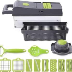 Cortador e Fatiador Mandolin Multifuncional 13 em 1 Kit com Lâminas de Aço Inox para Fatiar Frutas Legumes Verduras