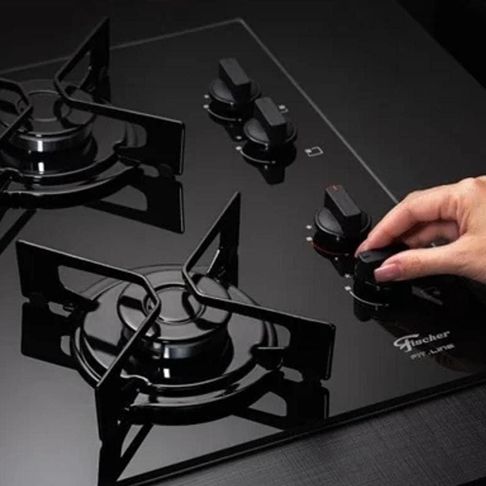 FISCHER COOKTOP GÁS 4 BOCAS MESA VIDRO PRETA BIVOLT 1519-5713 - Imagem 2