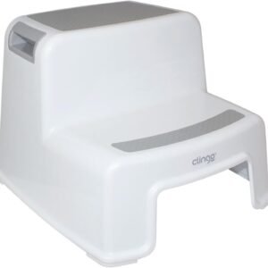 Escadinha infantil com 2 degraus, Clingo, Branco/Cinza