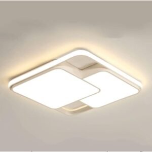 Luminária De LED De Sobrepor Quadrada Bivolt 32W 3 Em 1 Com Luz Central Dupla (Branco)