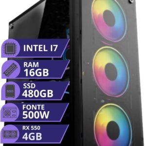 Pc Gamer Cpu Intel I7 3.4ghz Ssd 480gb Memoria 16gb Rx550 4gb Fonte 500W Pc Gamer Cpu Intel I7 3.4ghz Ssd 480gb Memoria 16gb Rx550 4gb Fonte 500W